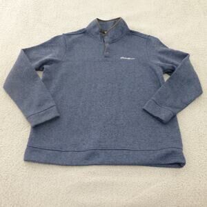 Eddie Bauer Sweater Mens XL 1/4 Button Pullover Hiking Outdoor Camp Blue